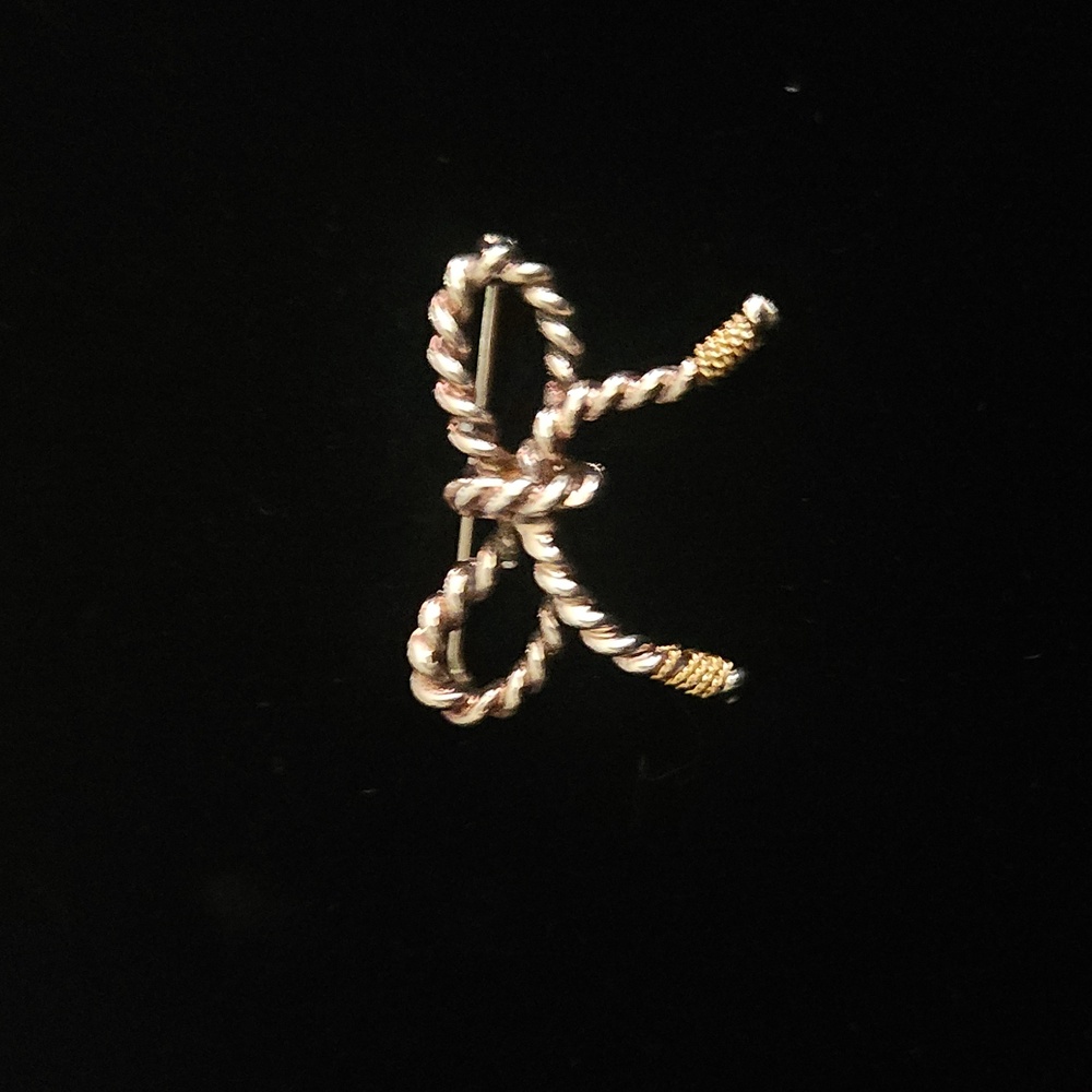Tiffany and Co. 18k Gold and Sterling Silver Twisted Bow Brooch